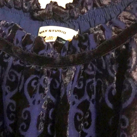🐦 Beautiful Max Studio Flocked Velvet Scrolled Damask Camisole Tank Blouse - XL - Picture 7 of 16
